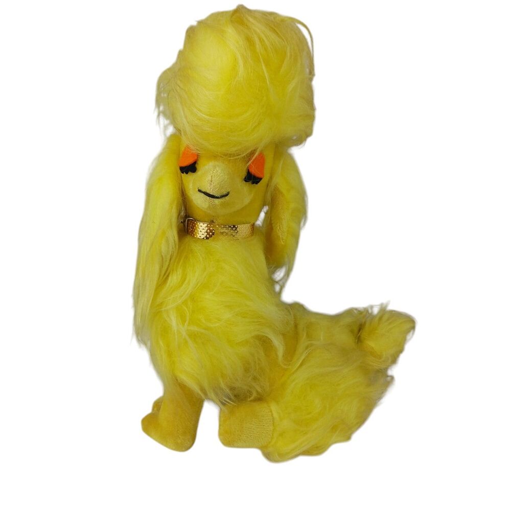 Vtg  Dakin Yellow  Poodle Hard Plush with Bouffant Fabulous Japan Mohair